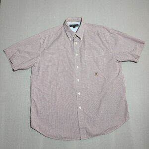 Vintage Tommy Hilfiger Golf Button Down Shirt men's size L white blue red checks